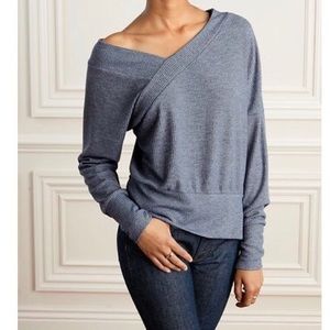 Stella & Dot Double V asymmetrical ribbed sweater.